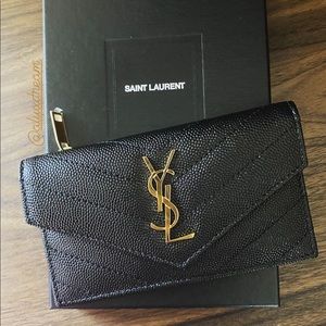 SAINT LAURENT Monogram Fragments Flap Card Holder